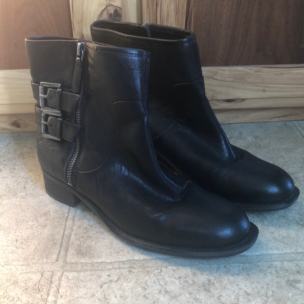 Nine West Black Leather Moto Ankle Boots